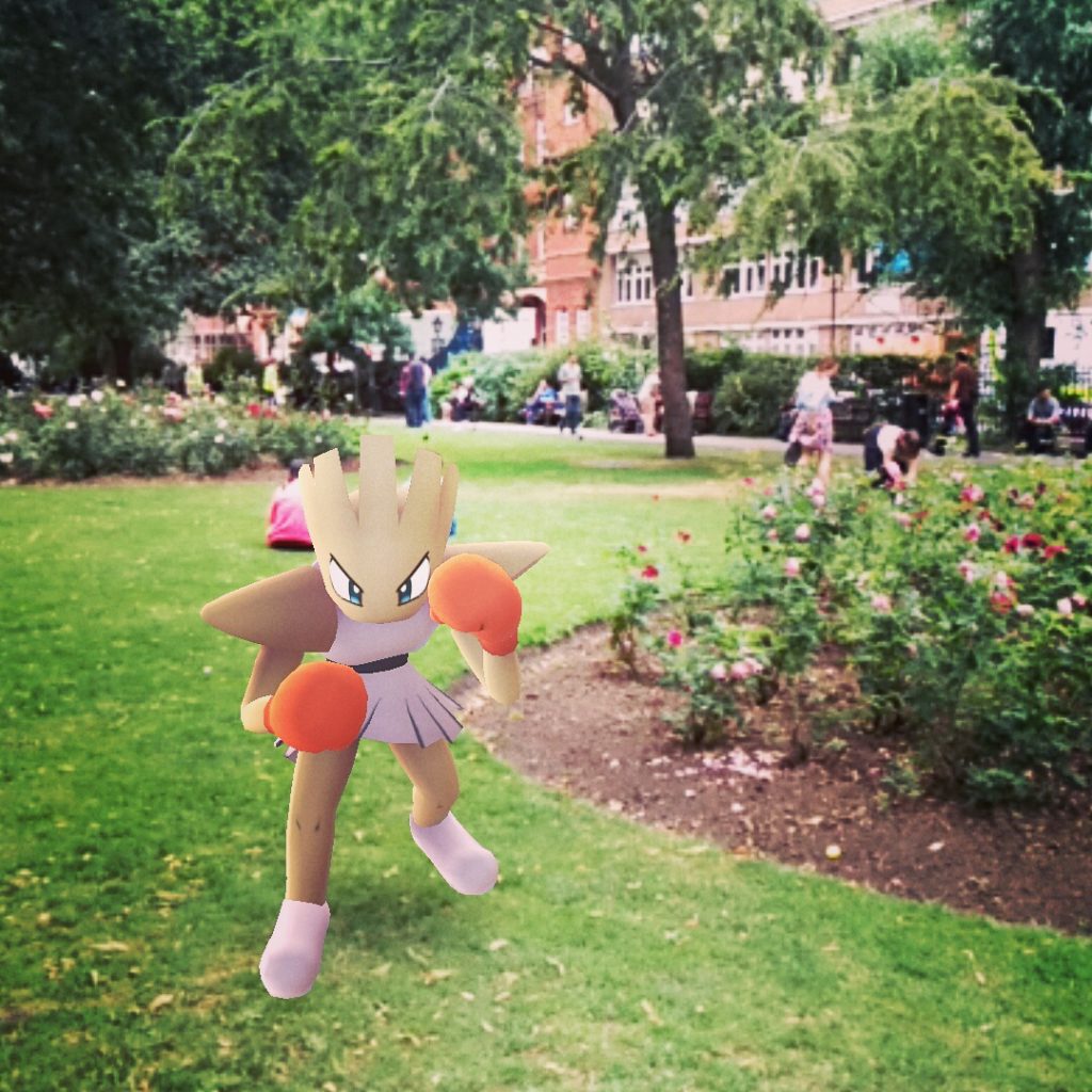 Fighty lady emerging from bushes