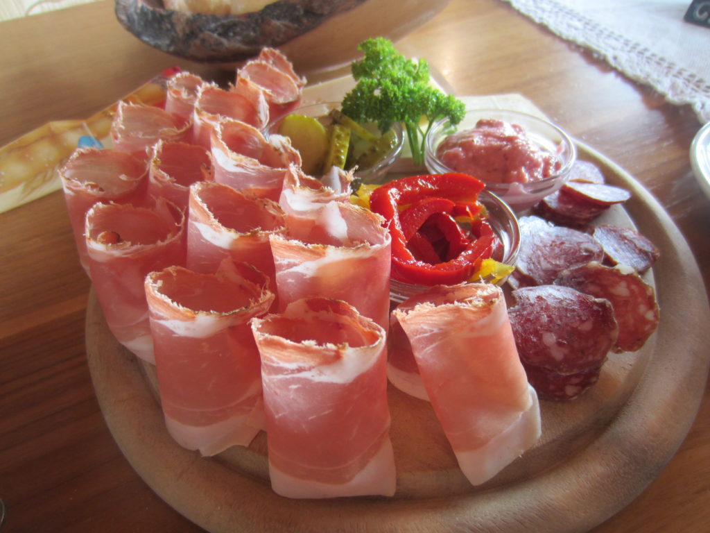 Gorgeous cheesy-meaty lunch at Rifugio Salei at Passo Sella