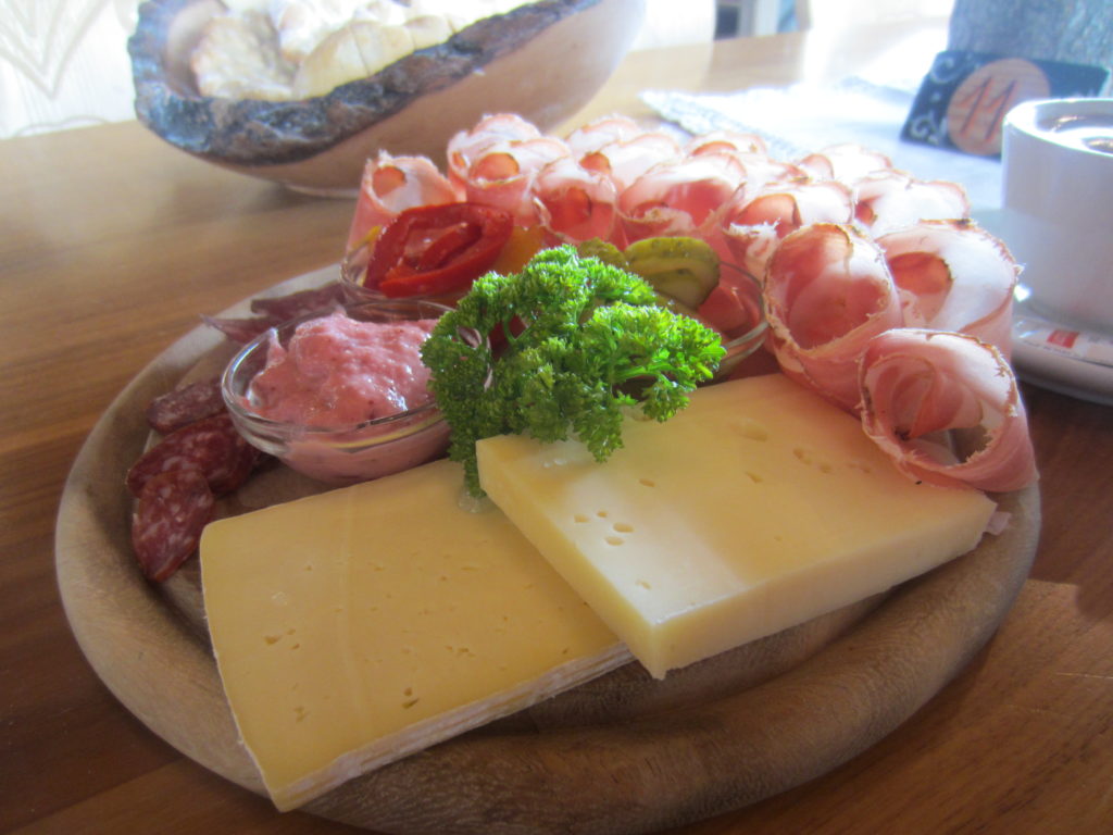 Gorgeous cheesy-meaty lunch at Rifugio Salei at Passo Sella