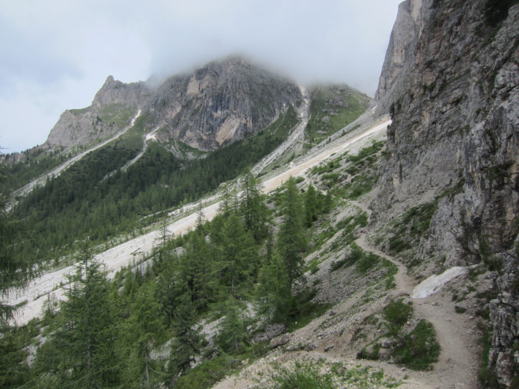 There is a pass between the peaks