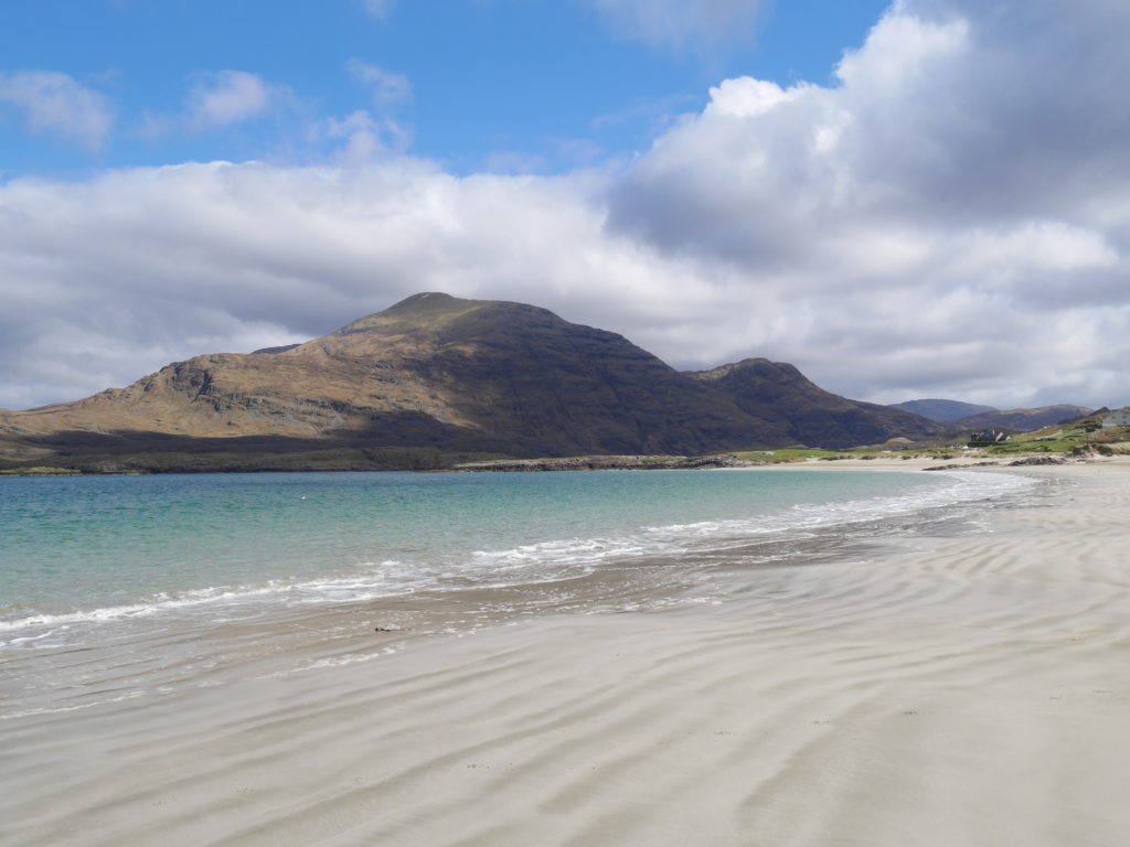 Glassilaun beach with Mweelrea in the background