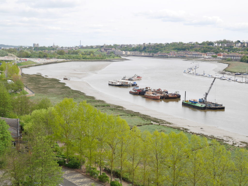 View over to Rochester from the Medway bridges.