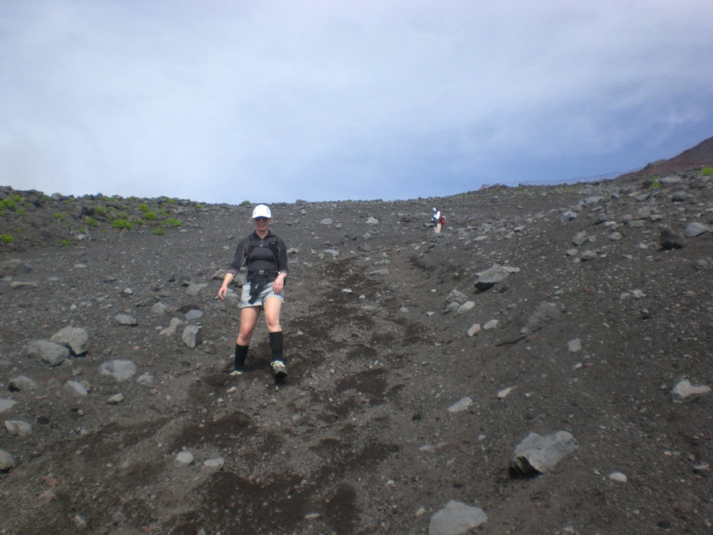 Running down Mount Fuji