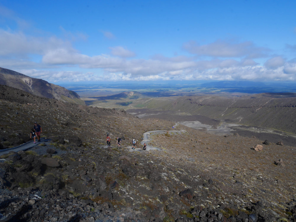 The view back through Tongariro National Park