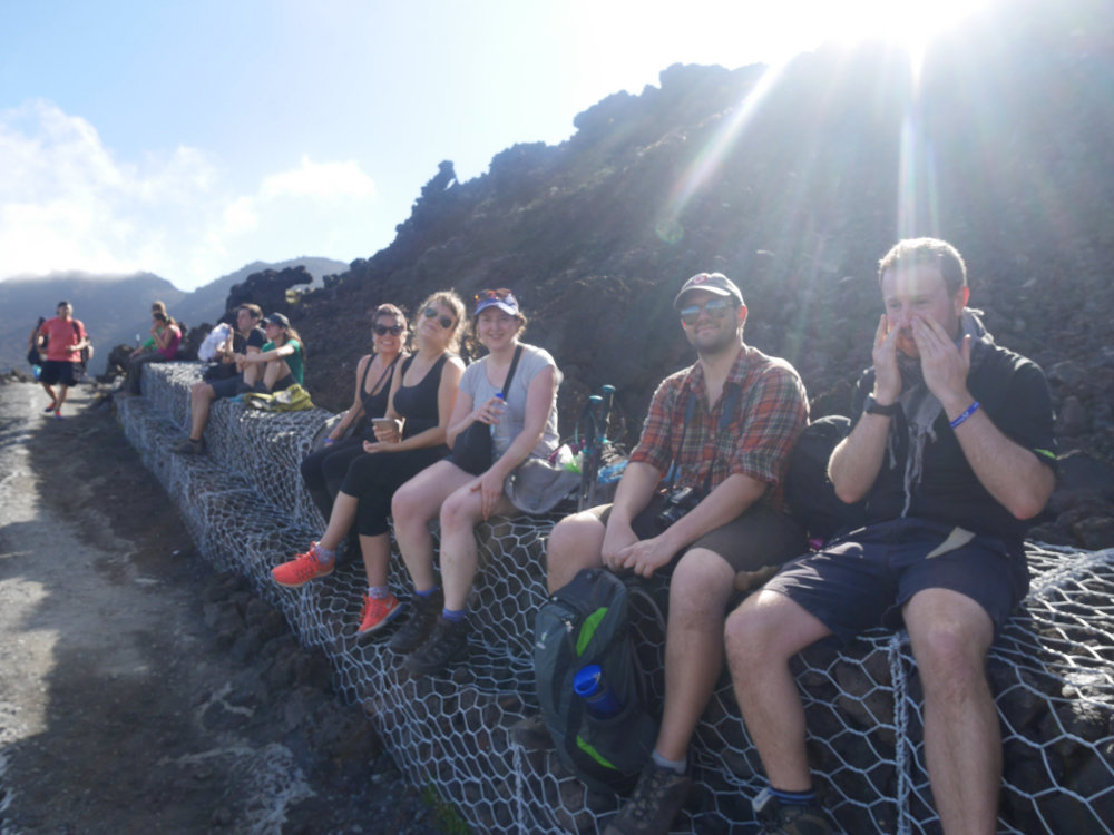 Hiking up to the saddle between Mount Ngauruhoe and Mount Tongariro