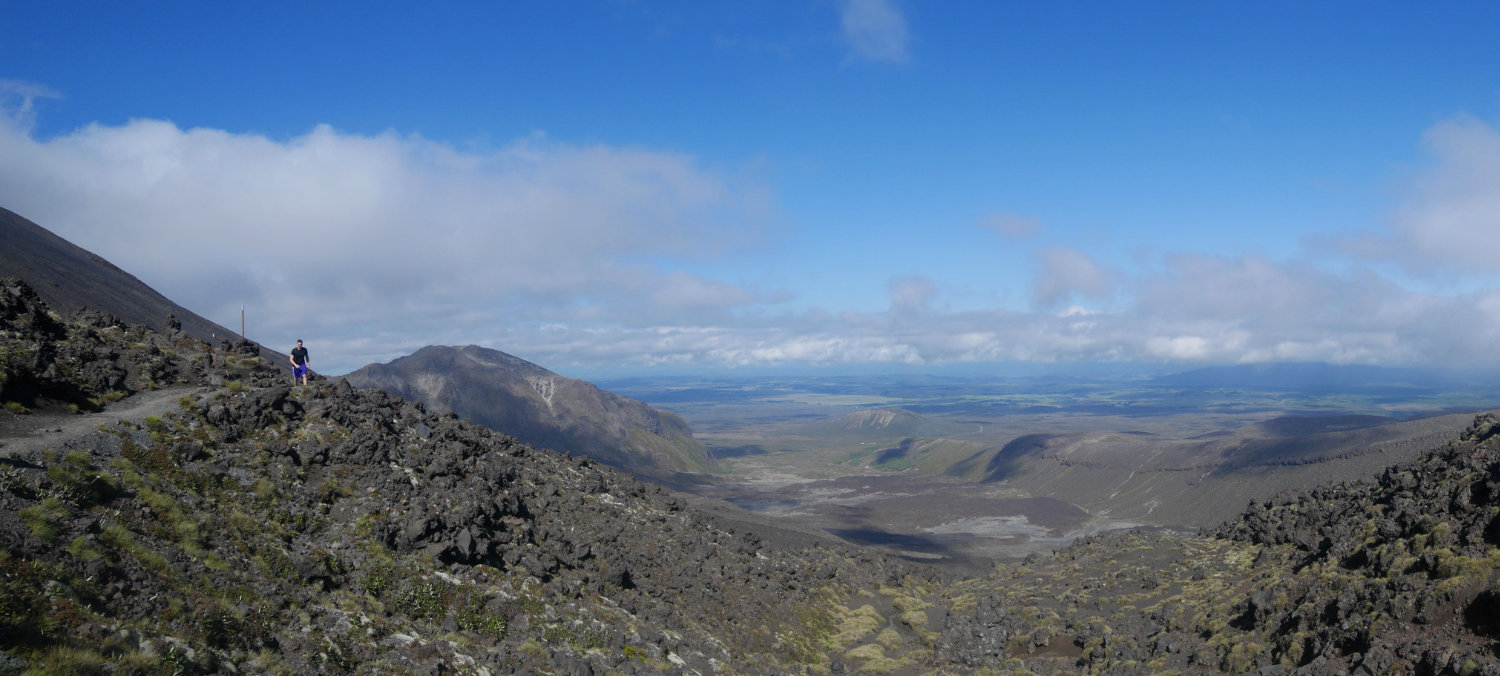 The view back through Tongariro National Park