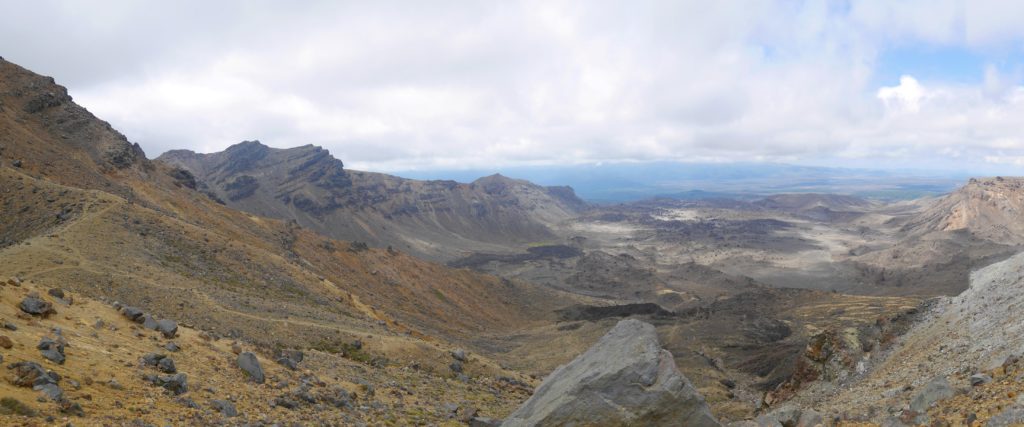 Looking down from the emerald lakes