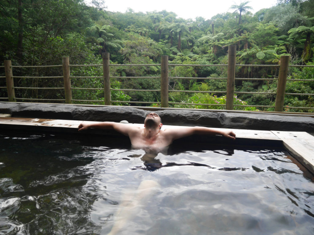 Relaxing in Okoroire hot springs