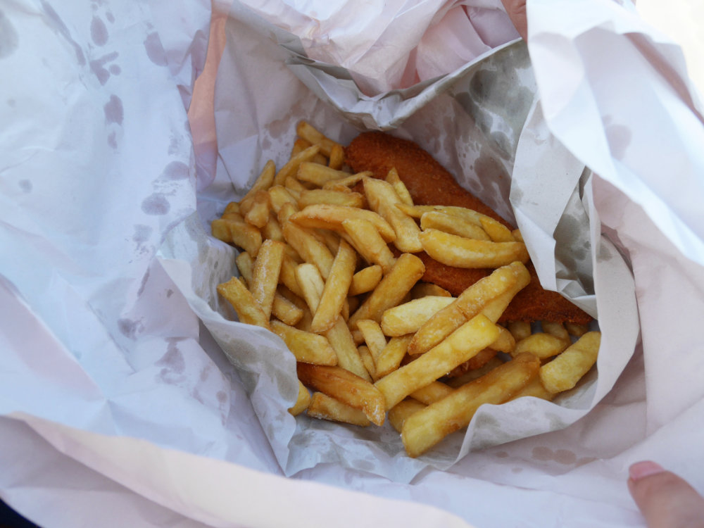 Fish and chips on Brighton Beach