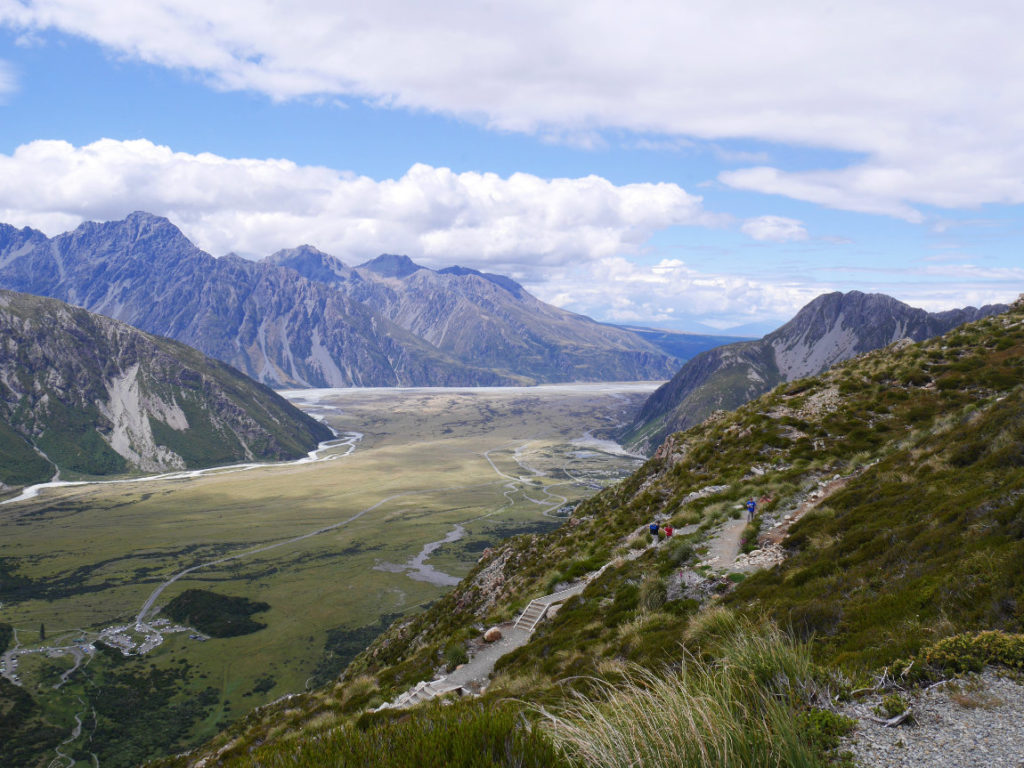 Looking down to Aoraki/ Mount Cook Village