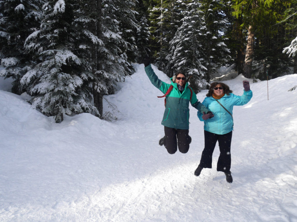 Jumping in the snow on Grouse Mountain