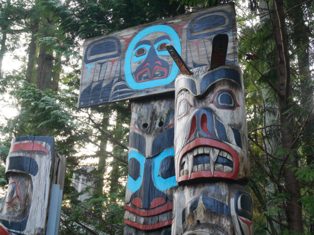 The totem poles at the capilano suspension bridge park