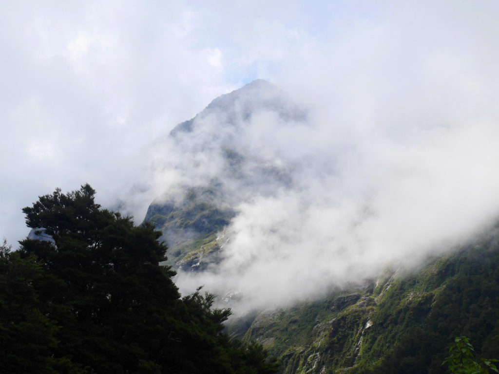 Looking up at the hidden mountains
