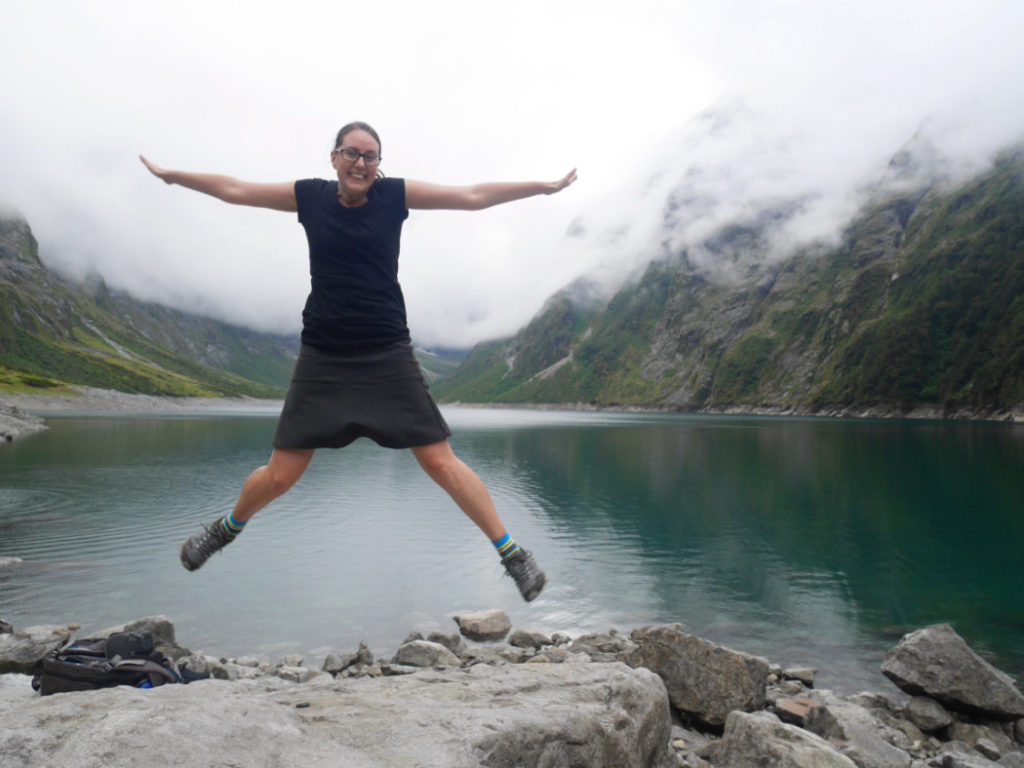 Jumping at Lake Marian