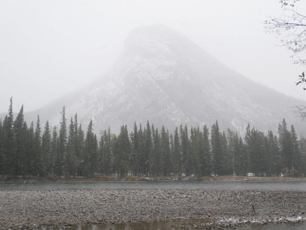 Mount Rundle in the mist