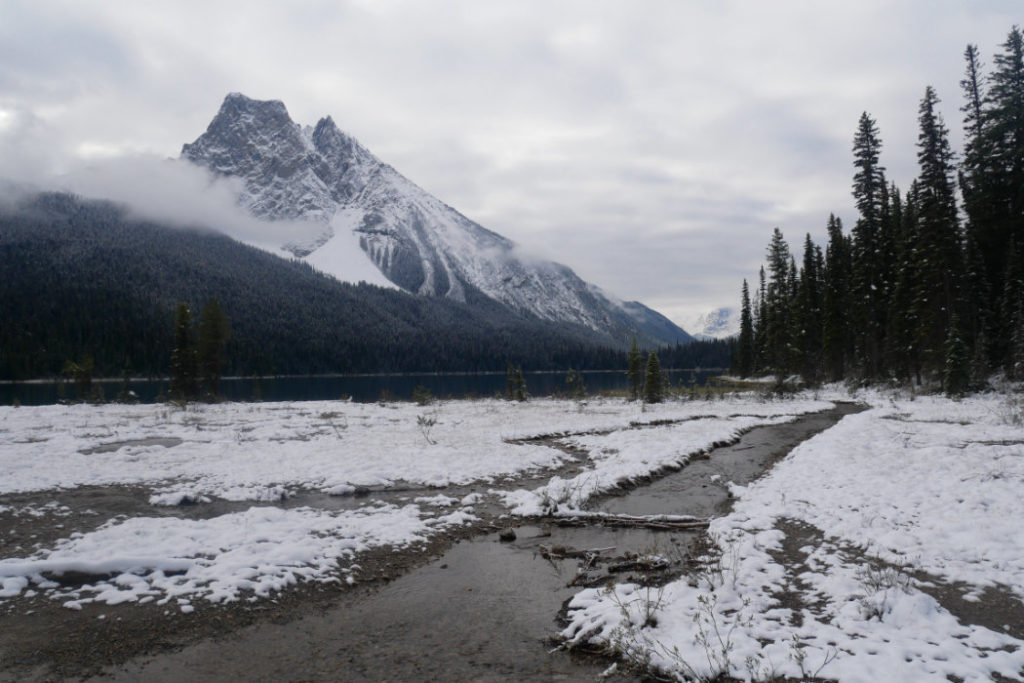 Back to Mount Burgess from the end of the lake