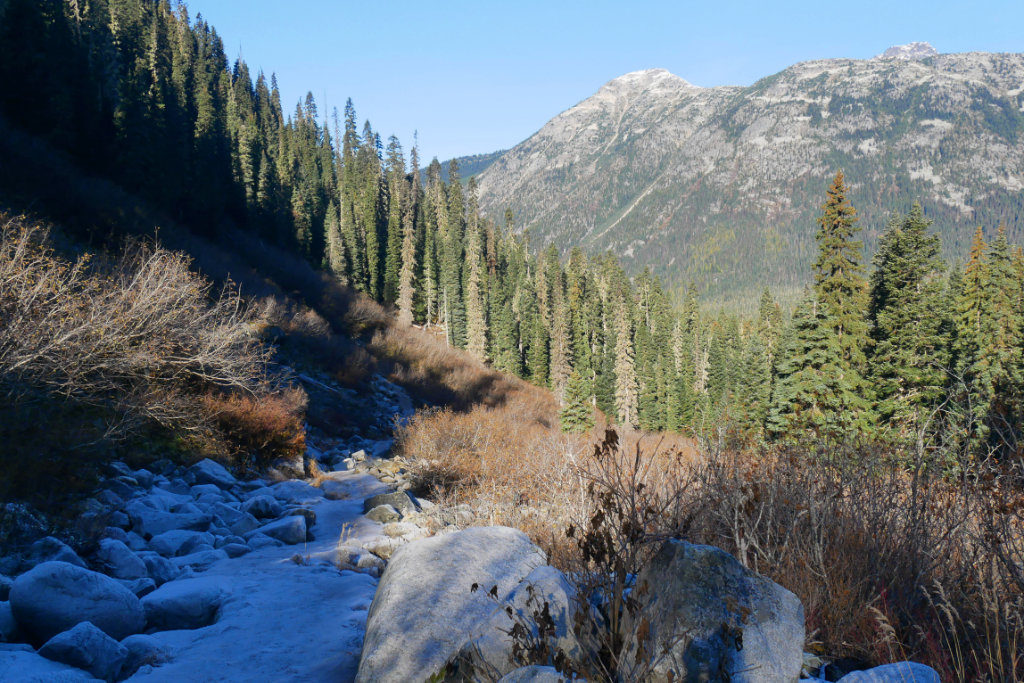 The path up, covered in frost