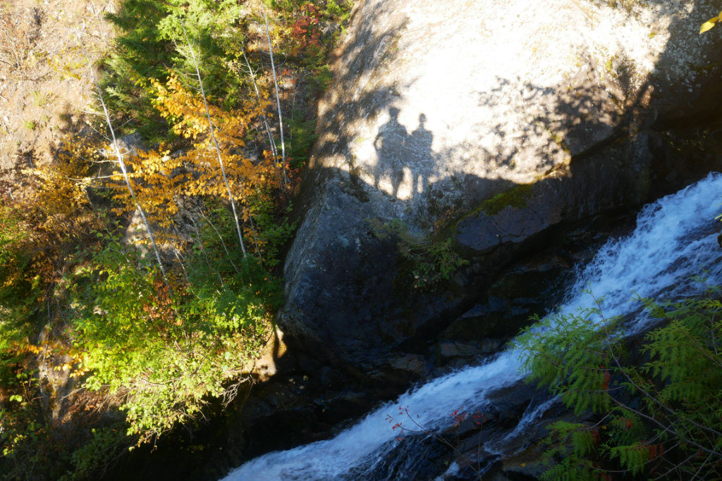 Looking down at the Creek with our shadows