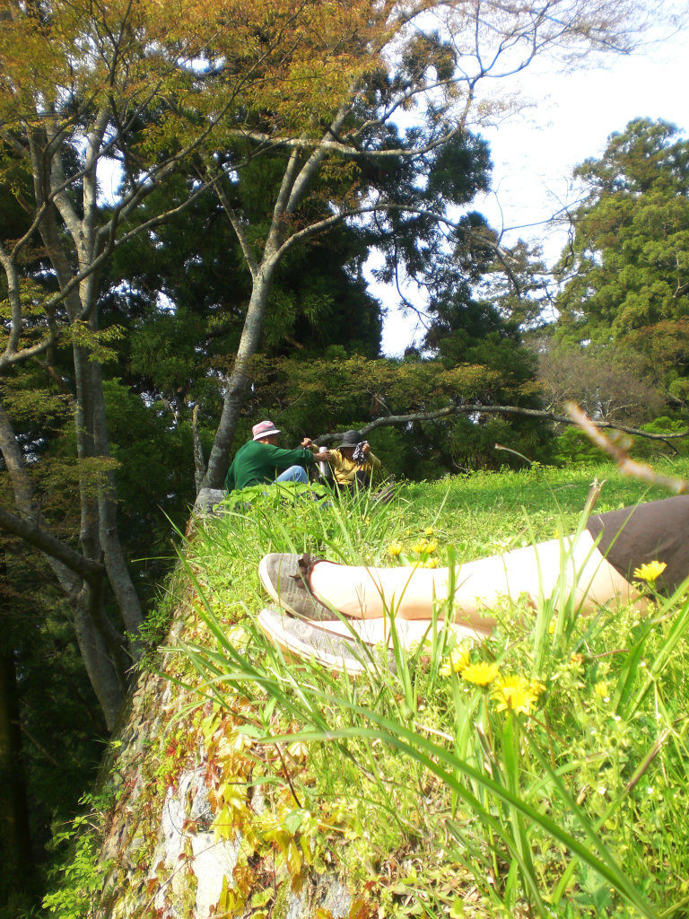 Sitting on Takatori Castle ruins