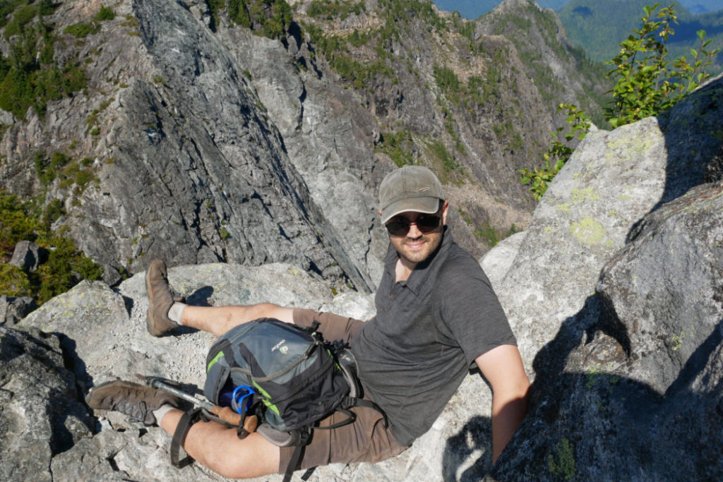 Chilling with the views, just below Crown Mountain's peak