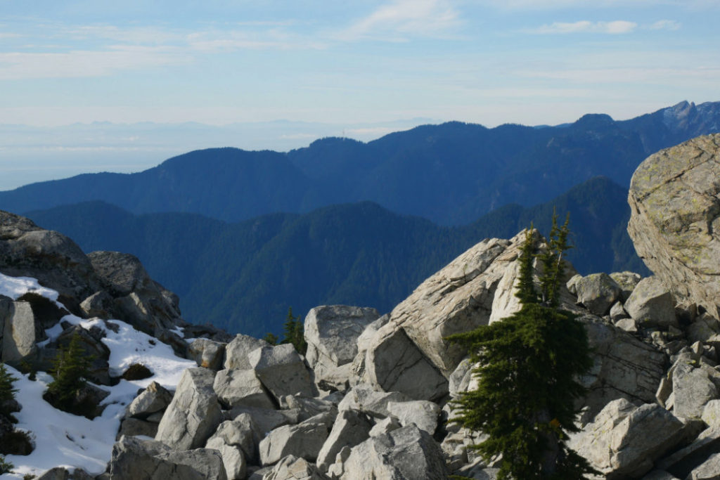 Heading back with Grouse Mountain in the background