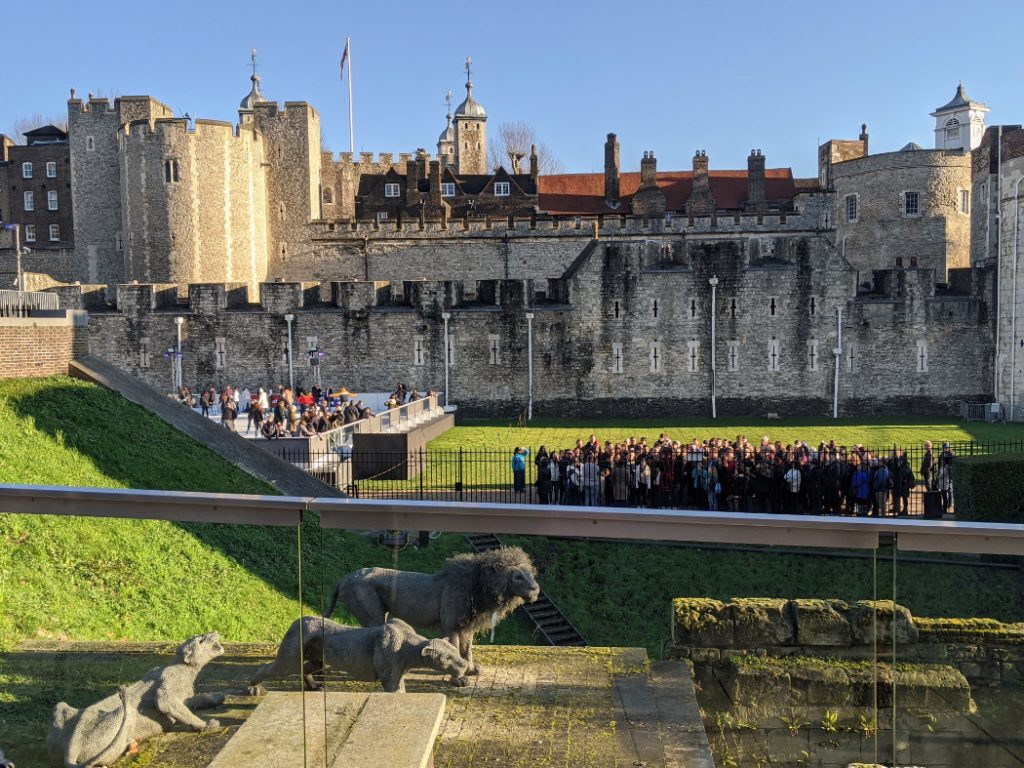 Crowds inside the Tower of London