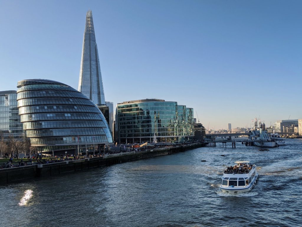 Views from Tower Bridge the shard and Southbank
