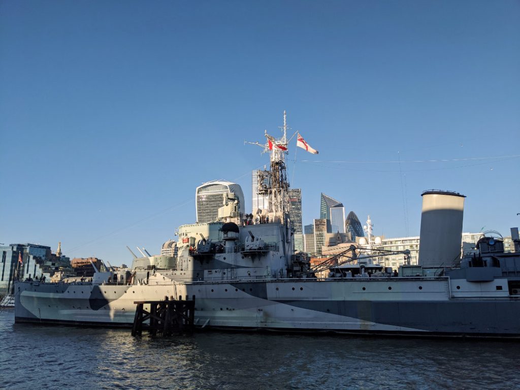 HMS Belfast from the Thames path