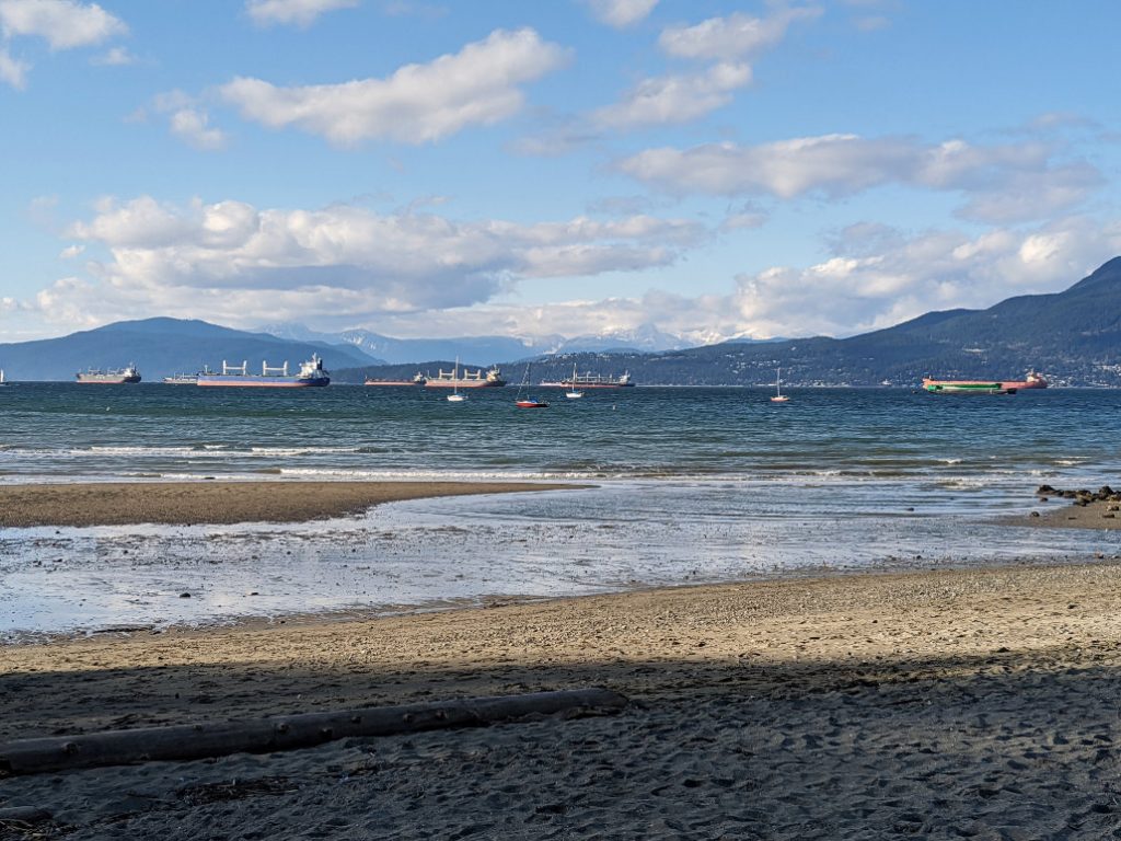 Kits Beach view out to the ships