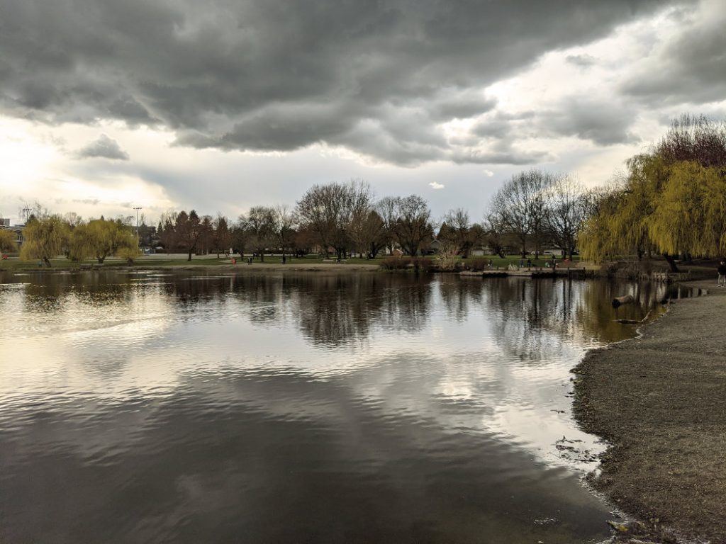 Trout Lake with moody clouds