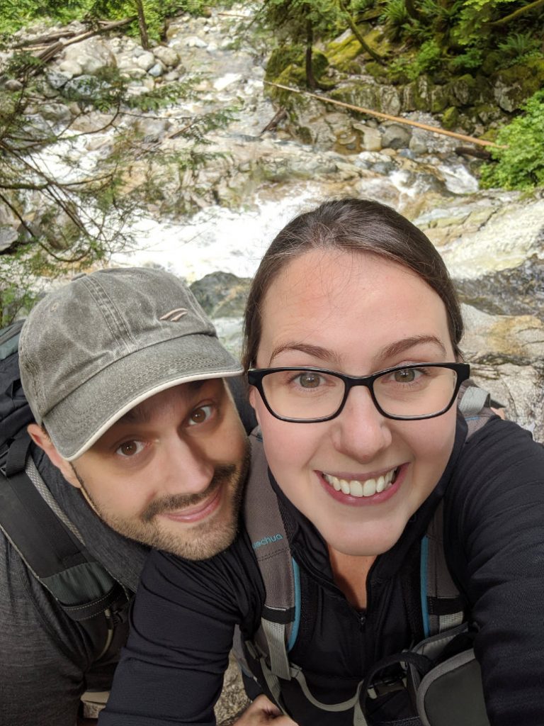 Happy hikers at Crystal Falls