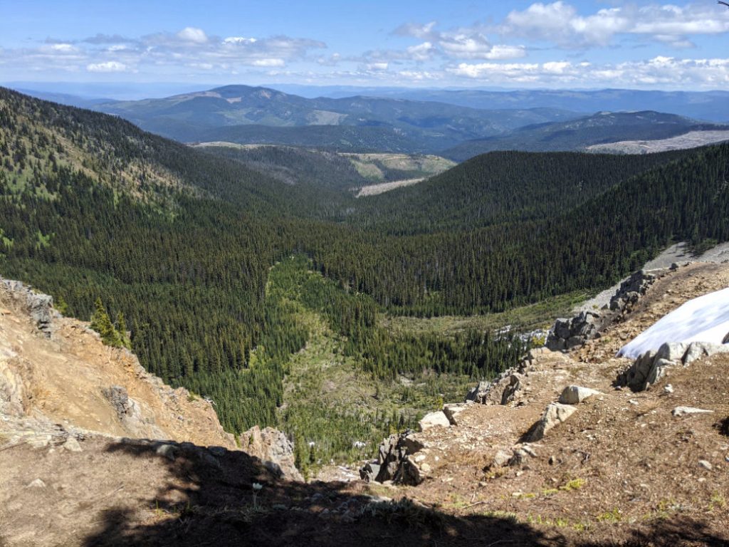 Looking down before climbing up the ridge