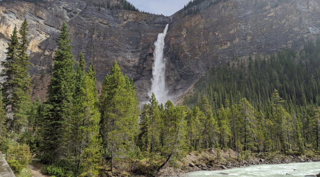 First views of Takakkaw Falls from the river