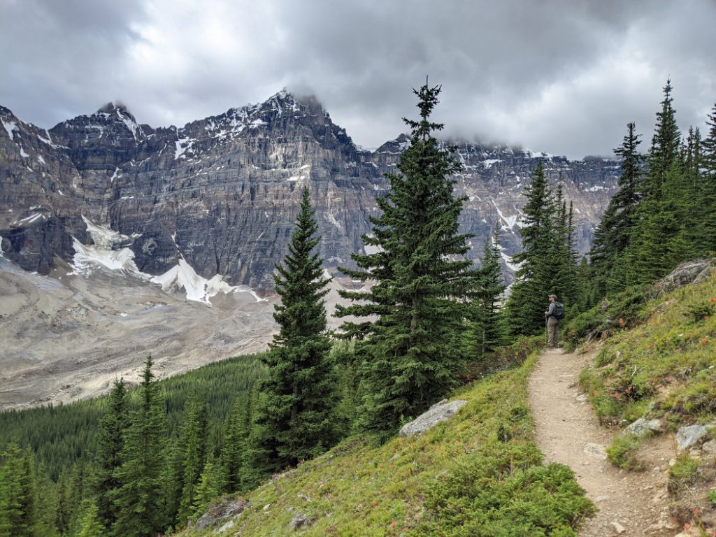 Fabulous views in the Valley of the Ten Peaks - Mount Allen, Mount Tuzo and Deltaform Mountain in the clouds