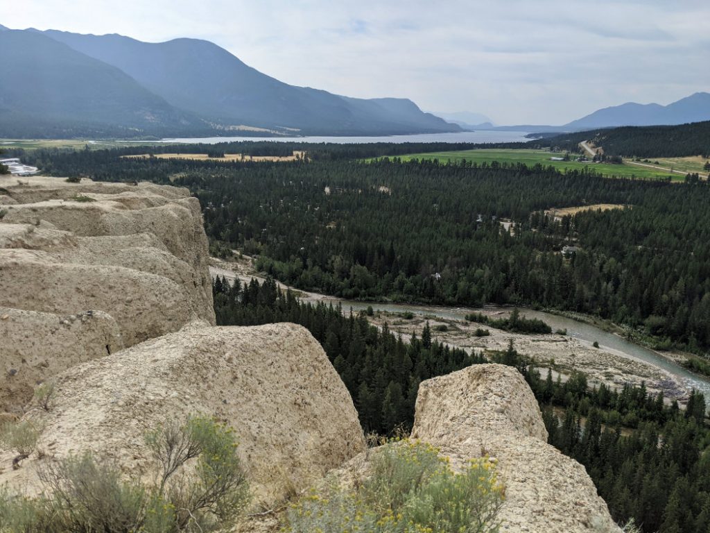 Hoodoos view - Dutch Creek below, Columbia River and Columbia Lake in the distance