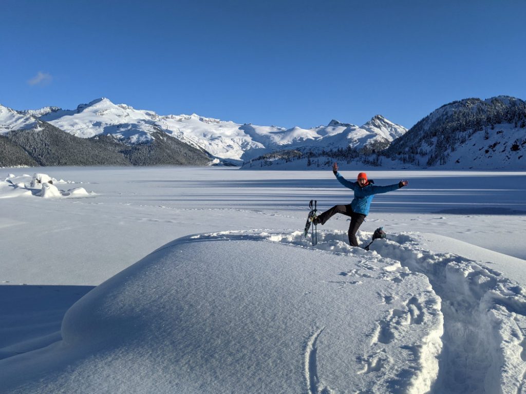 Posing on the dock on Garibaldi Lake