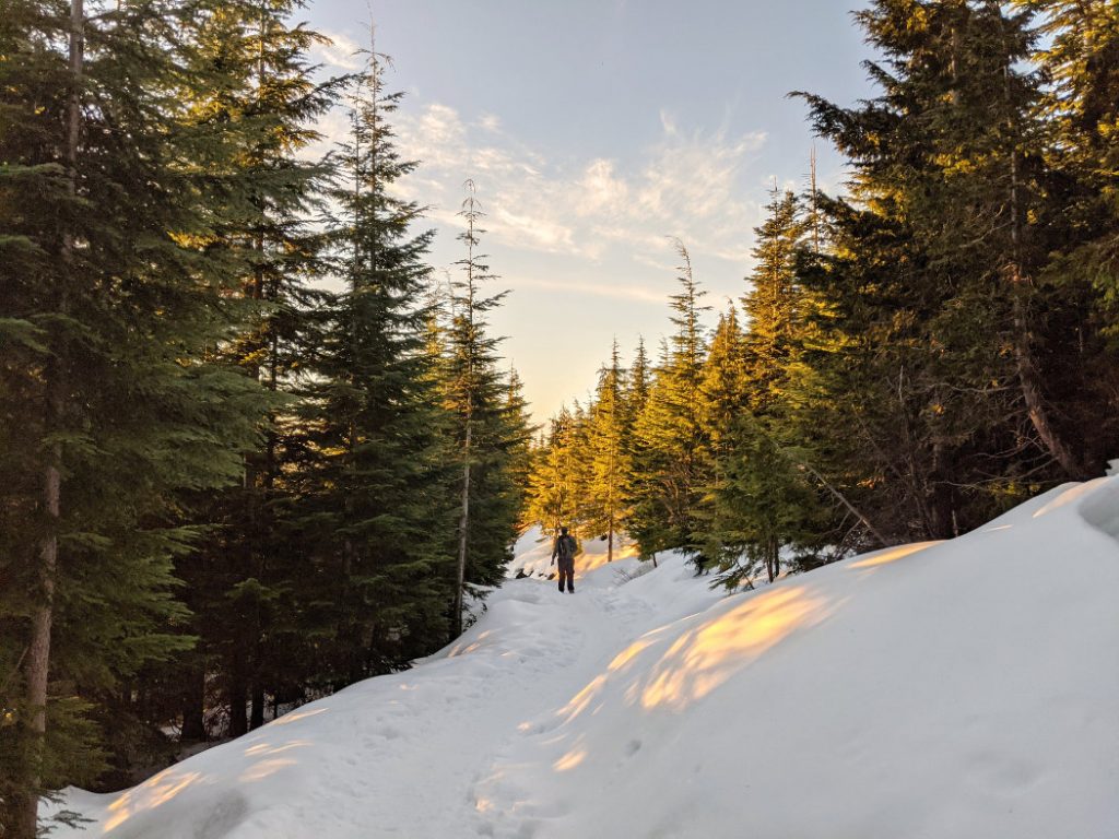 Heading to the switch backs in the snow