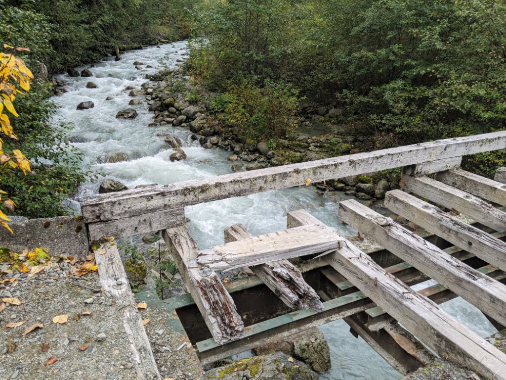 Possibly the dodgiest bridge ever! Crossing Wedge Creek
