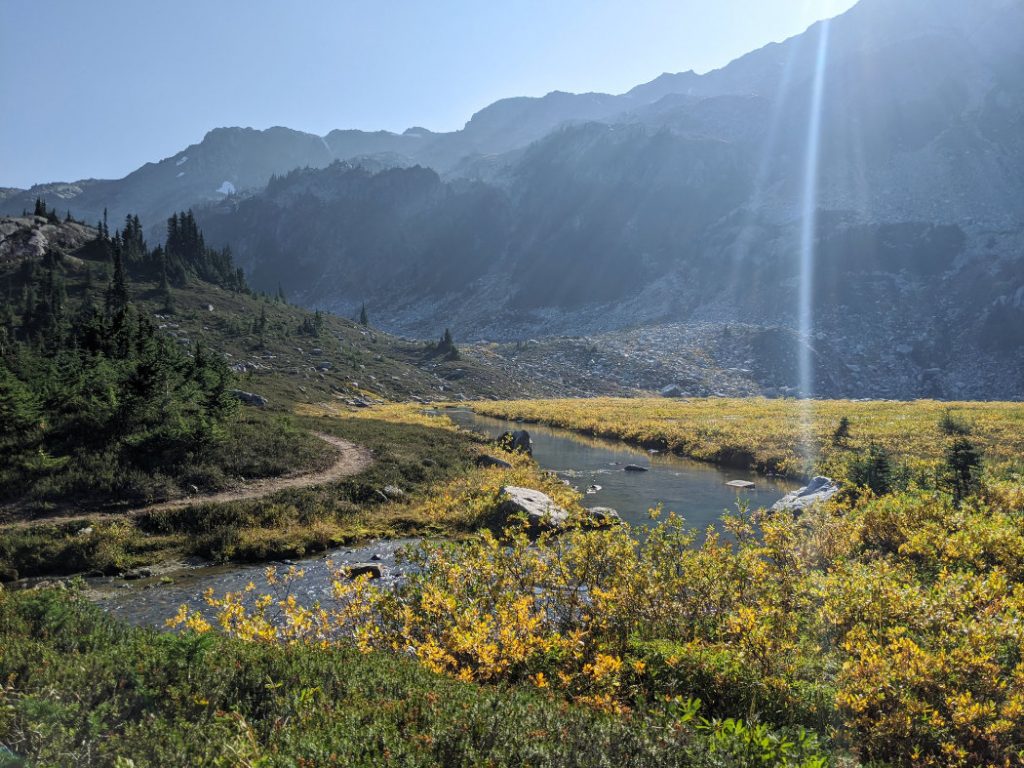 Looking over the mountains below Iceberg Lake