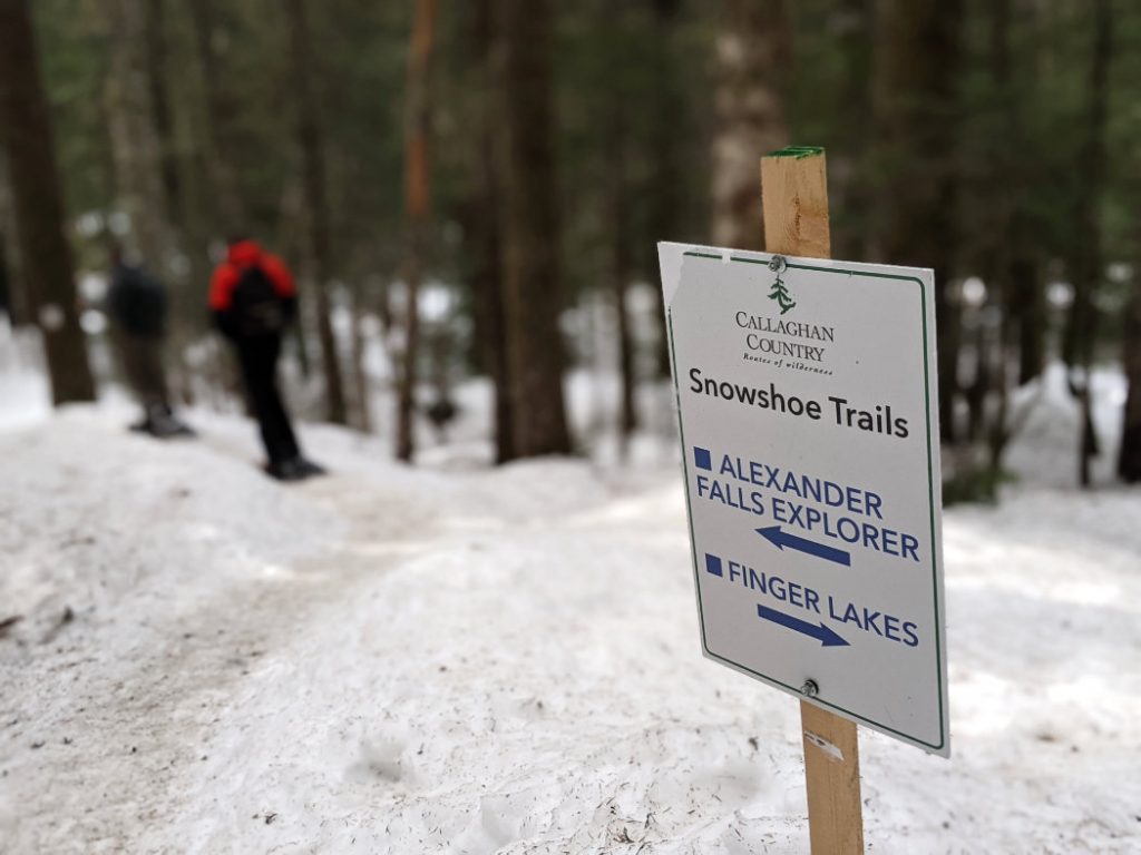 Snowshoe trail signs