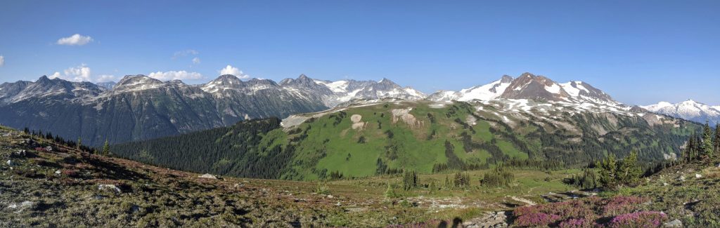 Views from Oboe Summit -Russet Lake is over that green ridge
