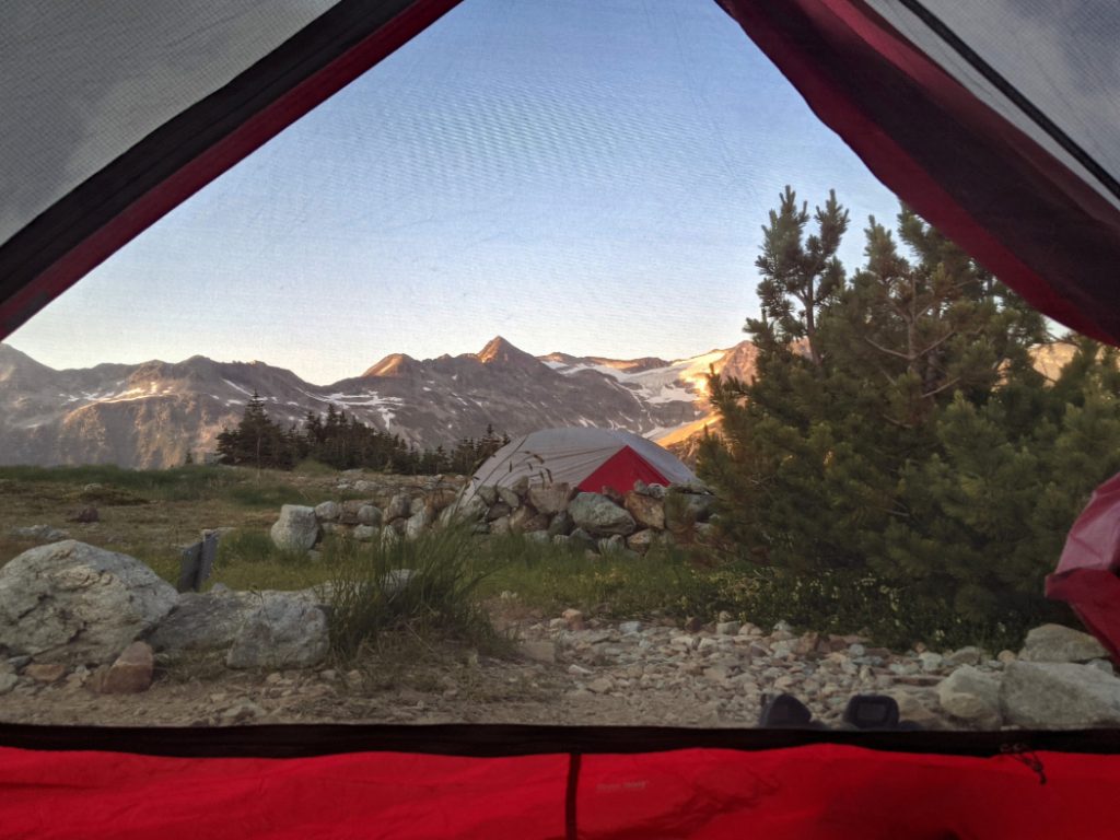 Tent views at Russet Lake