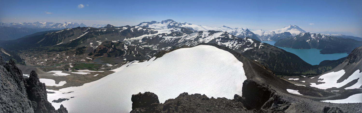 Snow covered ridge below Black Tusk