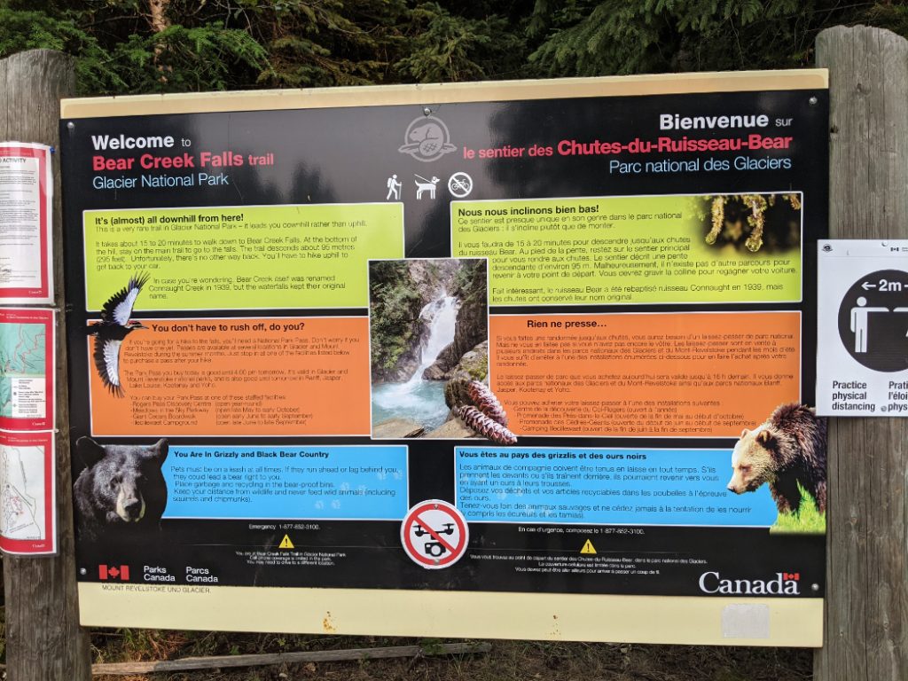 Bear Creek Falls information sign