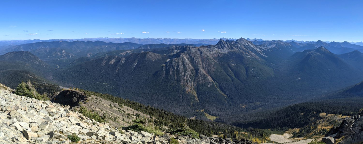 Views from Frosty Mountain ridge towards the USA