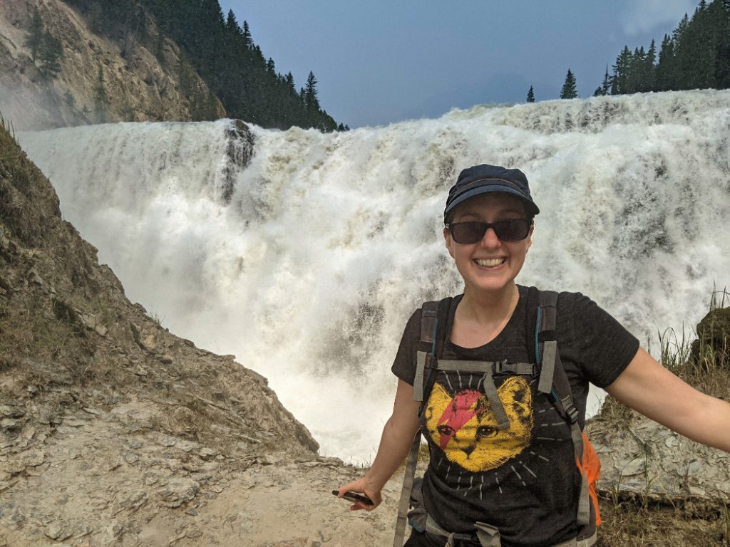 Up close to Wapta Falls (and very excited)
