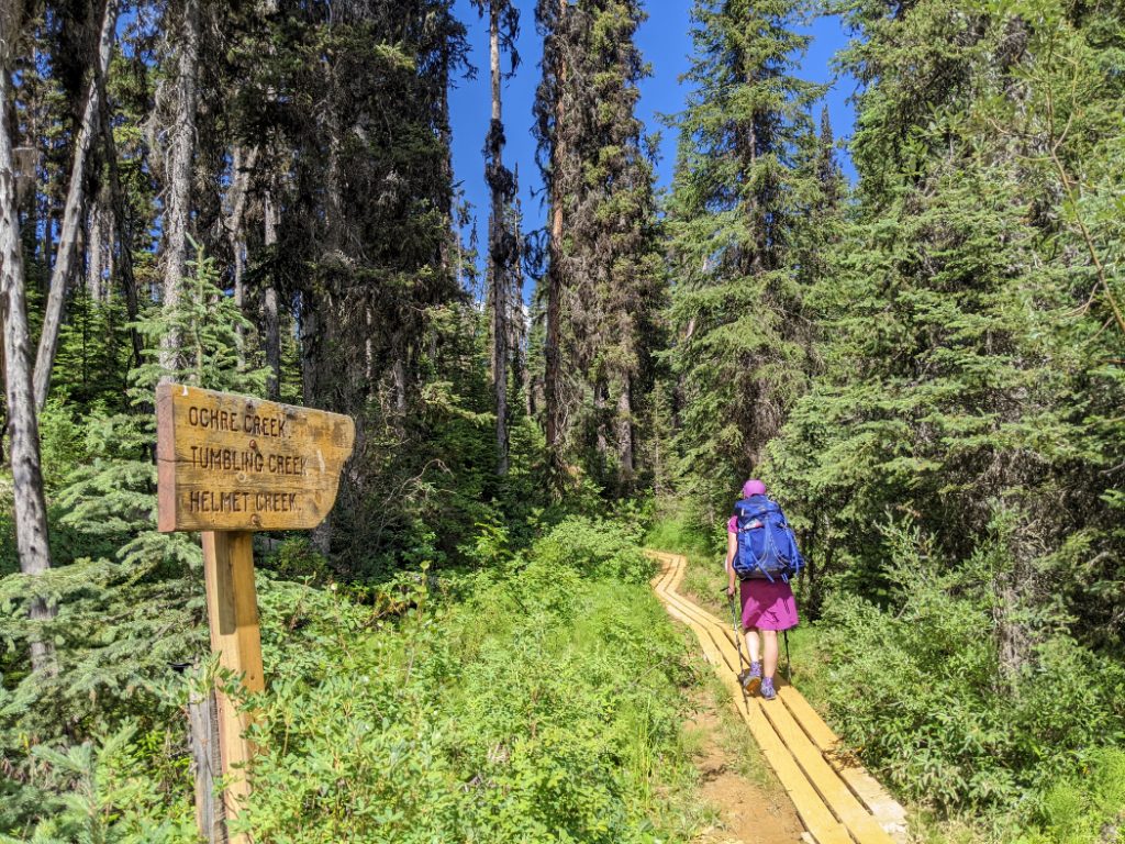 This way to Ochre Creek, Tumbling Creek and Helmet Creek