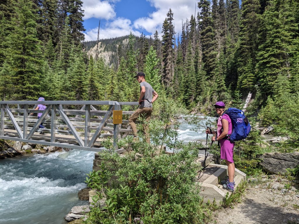 One person at a time on the first Ochre Creek bridge