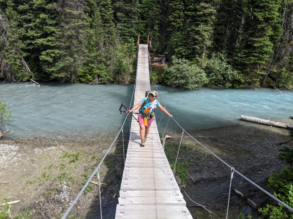 Bouncy bridge over Helmet Creek
