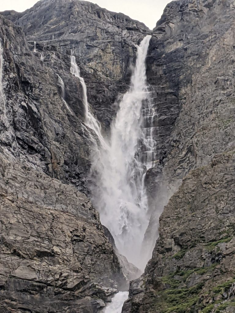 The top section of Helmet Falls from below